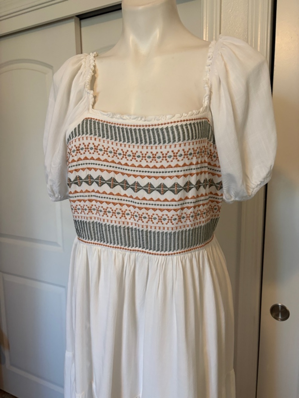 Baltic Born White Embroidered Smocked Midi Dress - Picture 4 of 9
